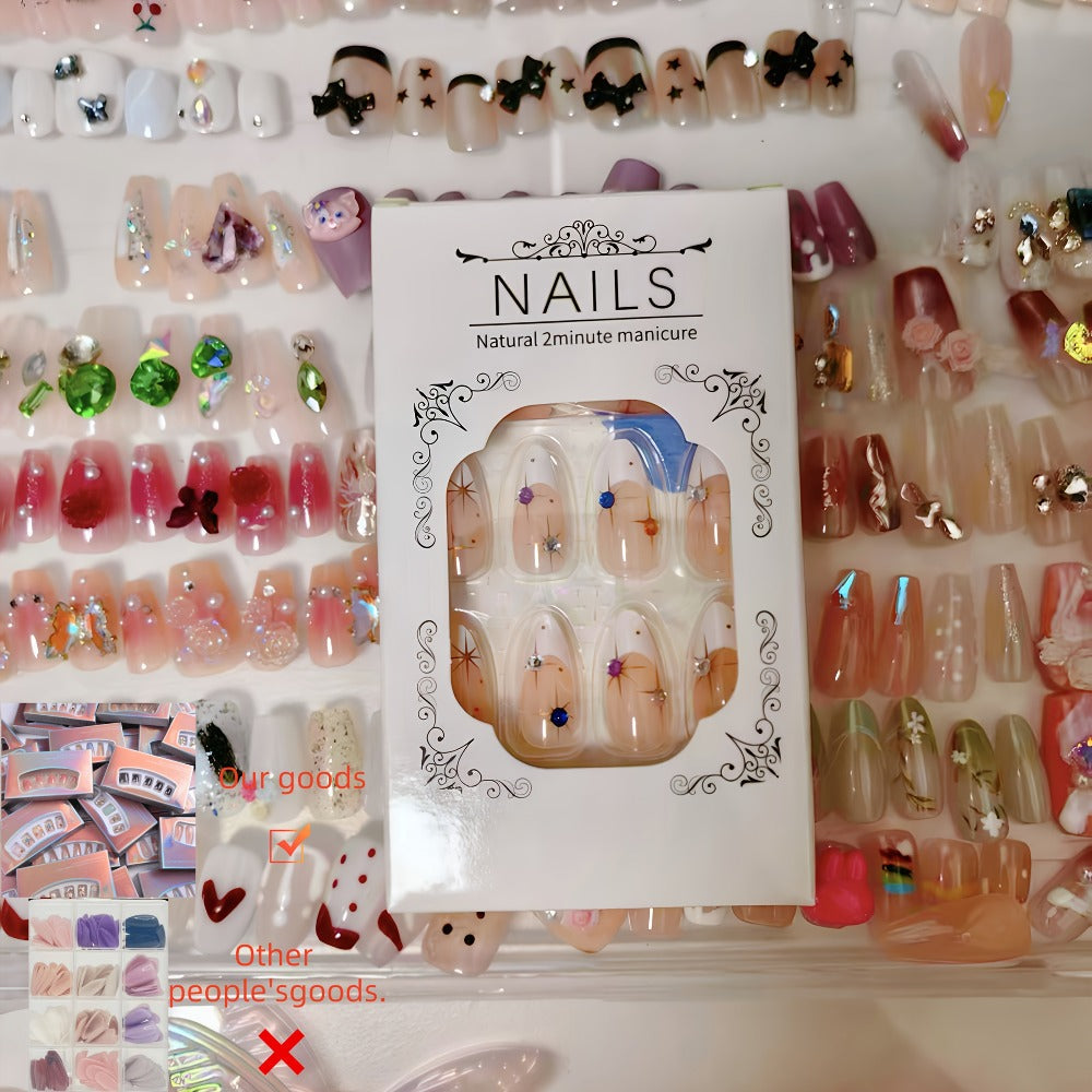 Press On Nails 96 Pieces - Long Fake Nails Random Assorted Designs | Full Cover False Nails for Daily Wear & Holiday, Mix Style Glossy Nail Set for Women Girls, Available in 1 Pack - product image