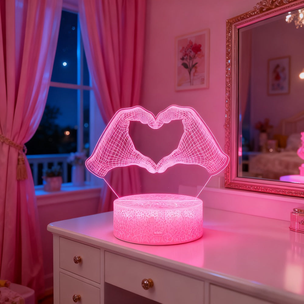 3D Heart Hands LED Night Light 16 Color Changing Optical Illusion Lamp Touch Remote Control Dimmable Bedside Table Lamp for Bedroom Valentine Gift Birthday Housewarming - product image 9