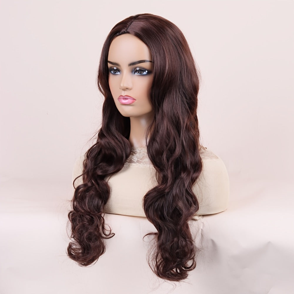 Headband Wig Curly Hair 28 Inch Long Wavy Big Wave Dark Brown Black Synthetic Heat Resistant | Fluffy Pompadour Party Wedding Cosplay Slip On Women Wig - product image 11