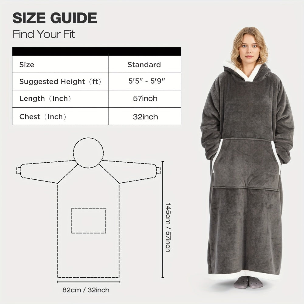 Wearable Blanket Hoodie - Oversized Extra-Long Ultra-Soft Acrylic Hooded Blanket for Adults, Warm Cozy TV Watching Winter Gift for Christmas Valentine's Day - product image 5