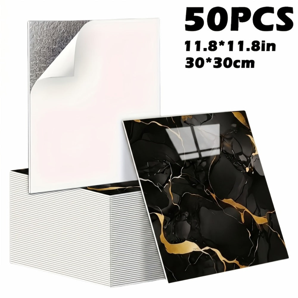 Peel and Stick Wall Tiles 50/100pcs - Waterproof PVC Marble Self-Adhesive Vinyl Panels for Bathroom Shower Kitchen Living Room TV Backdrop, Modern Wall Decor Easy Installation No G - product image 9