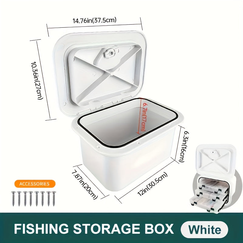 Waterproof Marine Storage Box | Sealed Lid Embedded Storage Container for Bait, Fishing Gear & Tools | ABS Flush Mount Boat Console Organizer 14.76” x 10.63” x 6.89” | Fits Yachts, Fishing Boats & Small Crafts