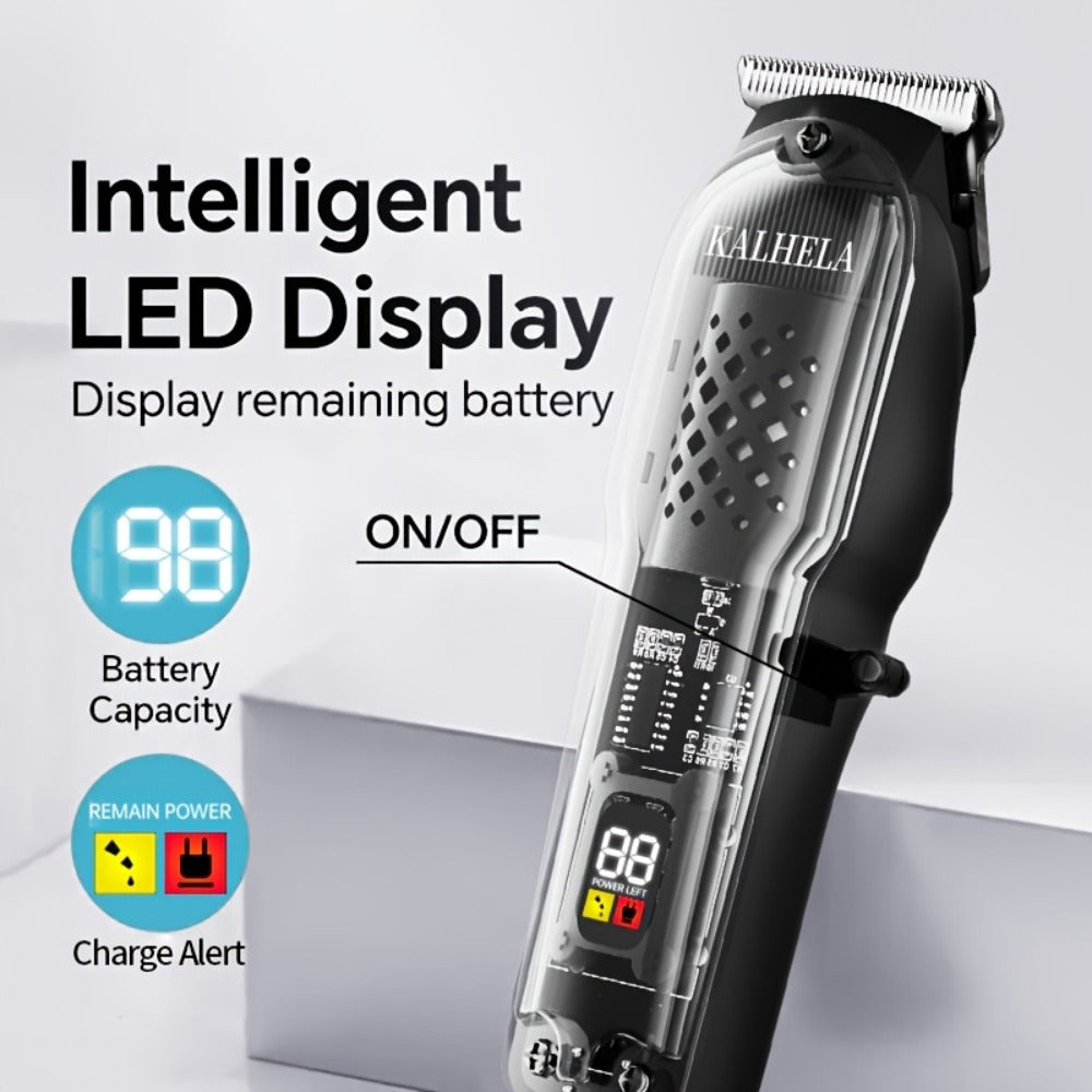 Retro Transparent Hair Clippers for Men – Electric Trimmer with LCD Display, USB Rechargeable Beard Clipper for Pompadour Fade Styles, Cordless Home Barber Tool, Red Black Blue - product image 10