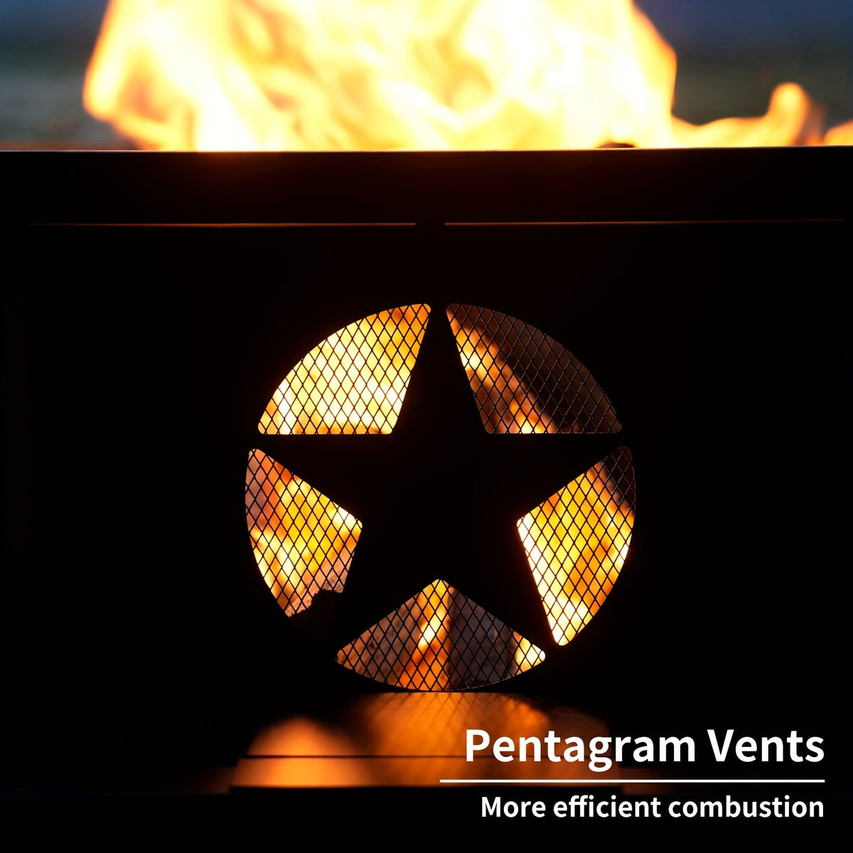Extra Large Octagonal Fire Pit for Outside, Heavy Duty Steel Wood Burning Firepit for Backyard Patio Camping Garden, 43 & 45 Inch Outdoor Fire Bowl, Black - product image 2