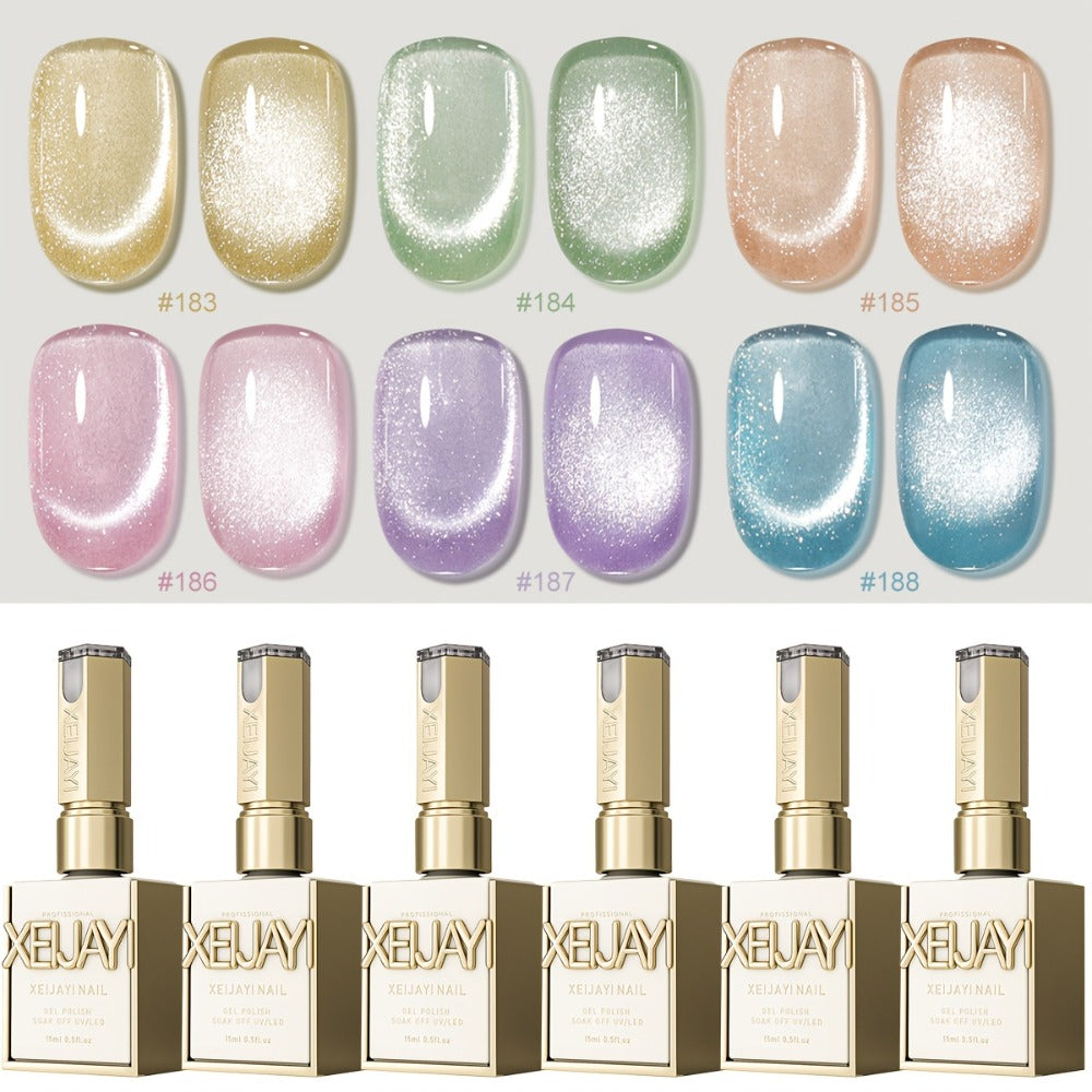 Magnetic Cat Eye Gel Nail Polish Set 6 Colors Aurora Dopamine Bubble Summer - Color Shifting Shiny Luster Soak-Off UV LED Salon Quality Nail Art Kit for Women Spring Summer Trendin - product image 7