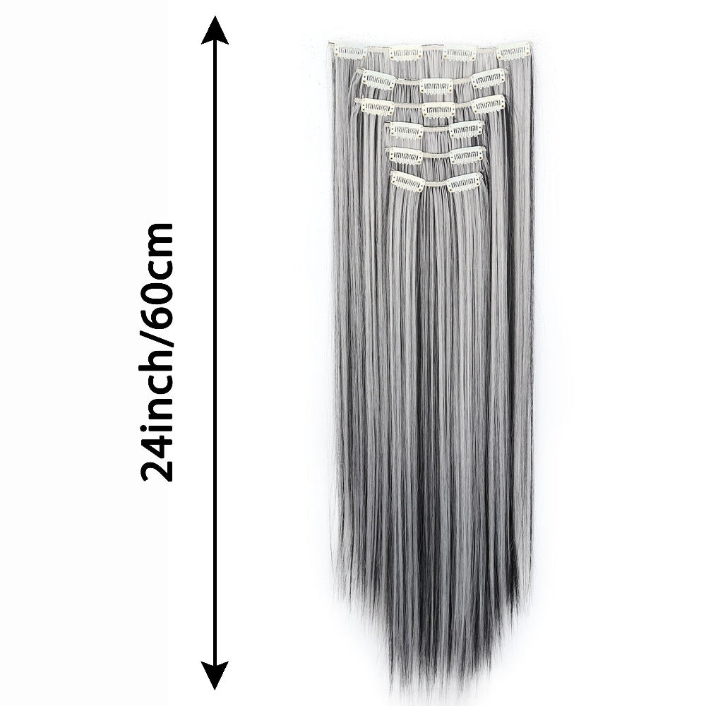 Space Gray Clip In Hair Extensions 6 Piece Set 24 Inch Heat Resistant Synthetic Fiber – Instant Length & Volume for Women | Daily Wear Halloween Costume Cosplay Party Gift - product image 4