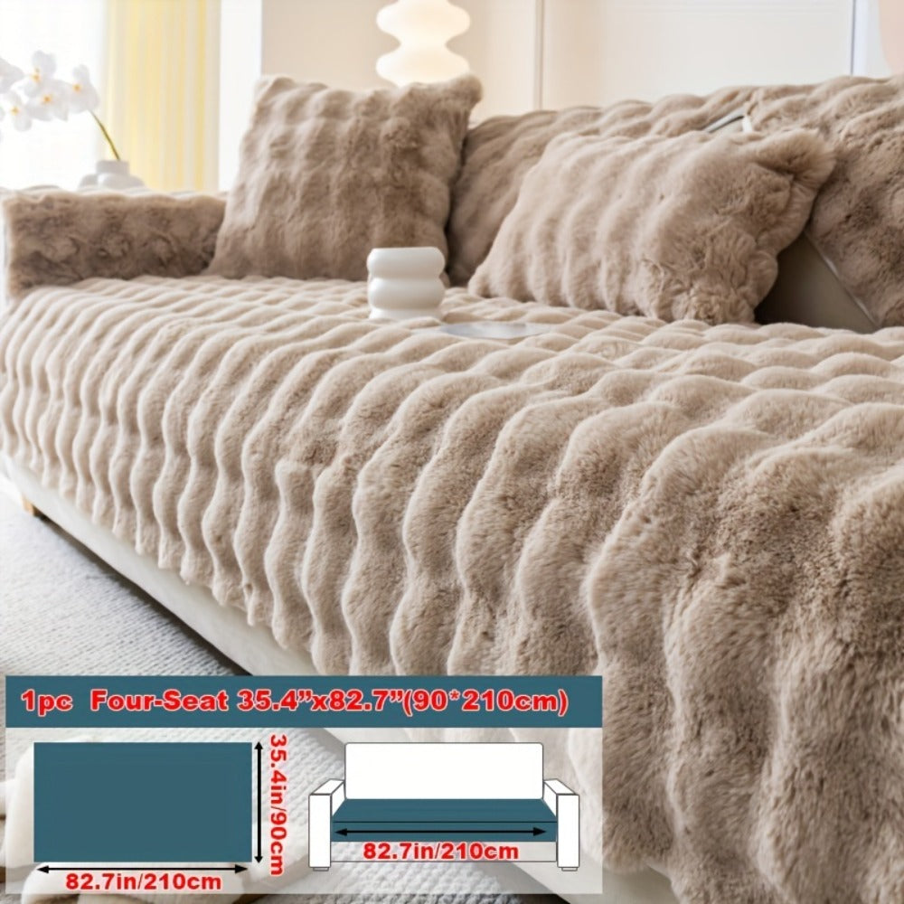 Faux Rabbit Plush Sofa Cover Winter Warm Thickened Anti-Slip Pet Friendly Cushion Protector for Living Room Bedroom Office 1 2 3 4 Seater - product image 22