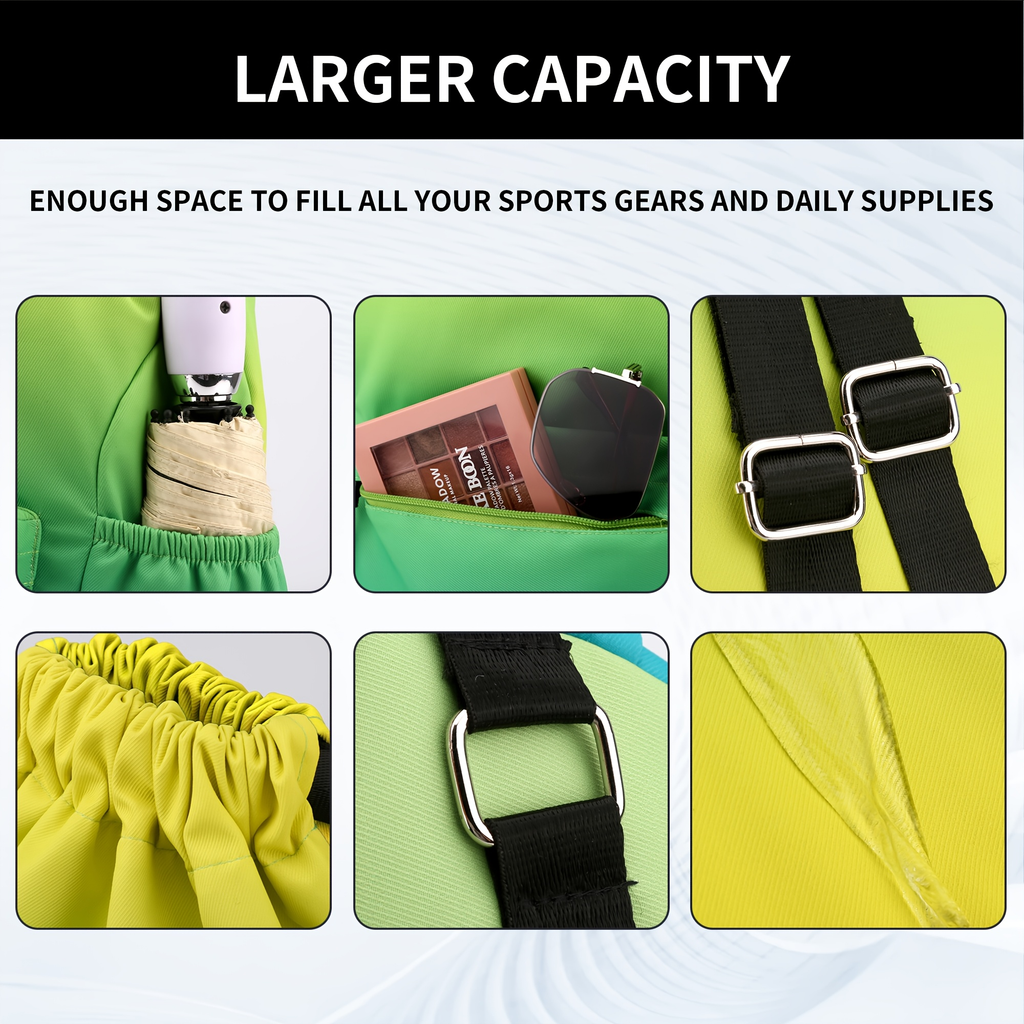 Drawstring Backpack Gym Bag | 4 Gradient Colors | Large Capacity Nylon Cinch Sack with Strap Pocket, Lightweight Training & Outdoor Travel Bag for Men Women