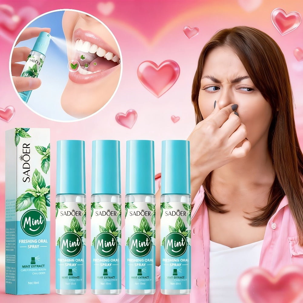 Mint Breath Spray with Tea Tree Essence Portable Oral Freshener — Fast-Acting Compact Pocket-Size Mouth Spray for On-the-Go Fresh Breath, Available in 2-Pack & 4-Pack Gift Set - product image