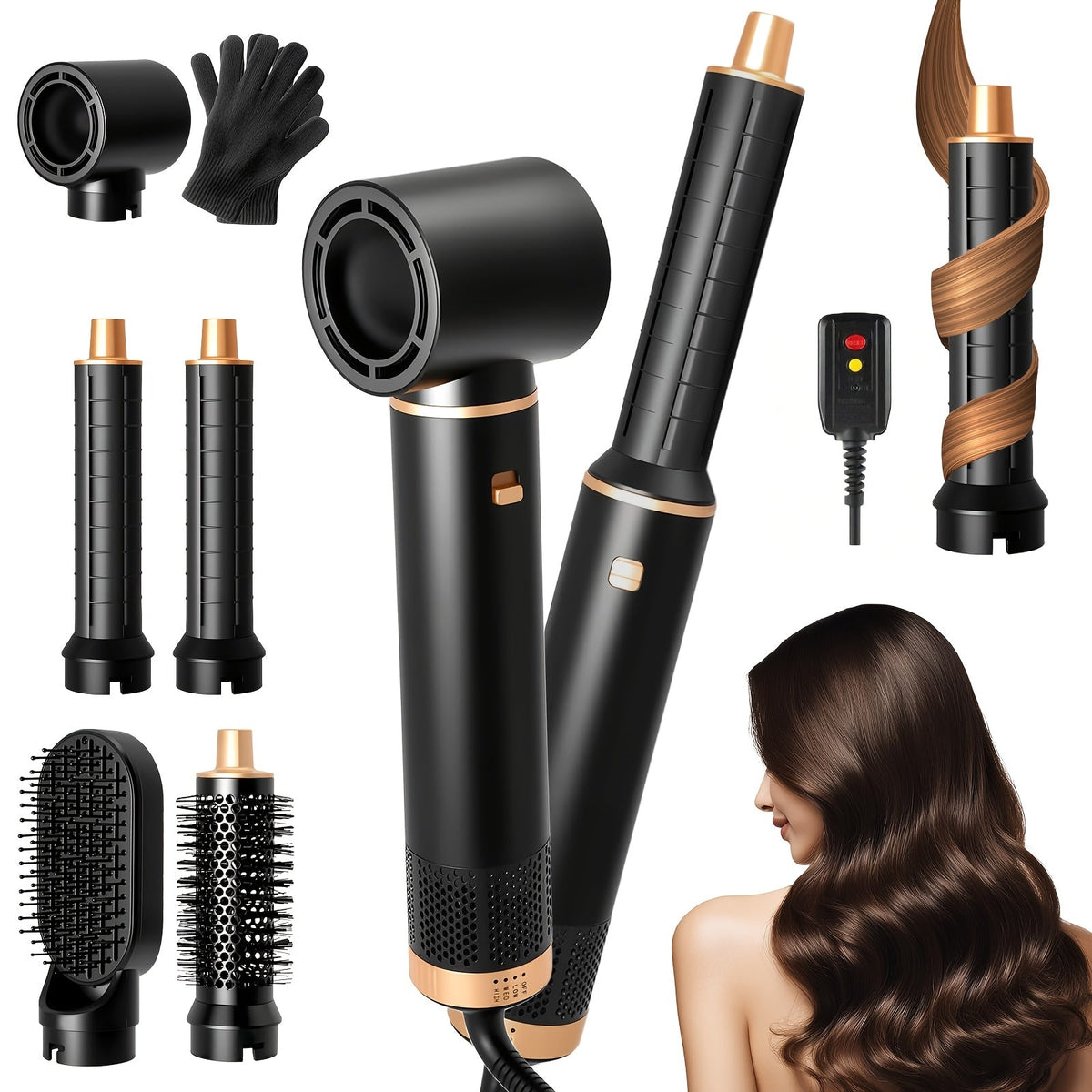 Hot Air Brush 5-in-1 Hair Dryer Brush with Round Barrel — Blow Dry, Curl, Straighten & Add Volume, 3 Heat Settings, One Step Hair Styler for All Hair Types, Salon Blowout at Home - product image 10