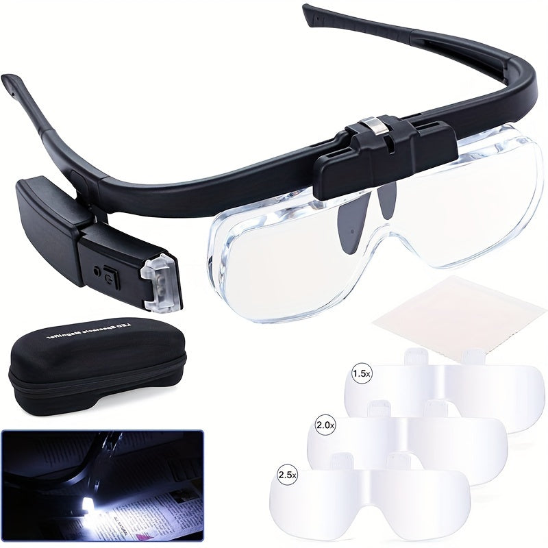 Headband Magnifier with LED Light Hands Free Illuminated Head Magnifying Glass Up to 4.5X Dual Lens Slots for Reading Jewelry Making Watch Repair Soldering Close Up Work - product image 8