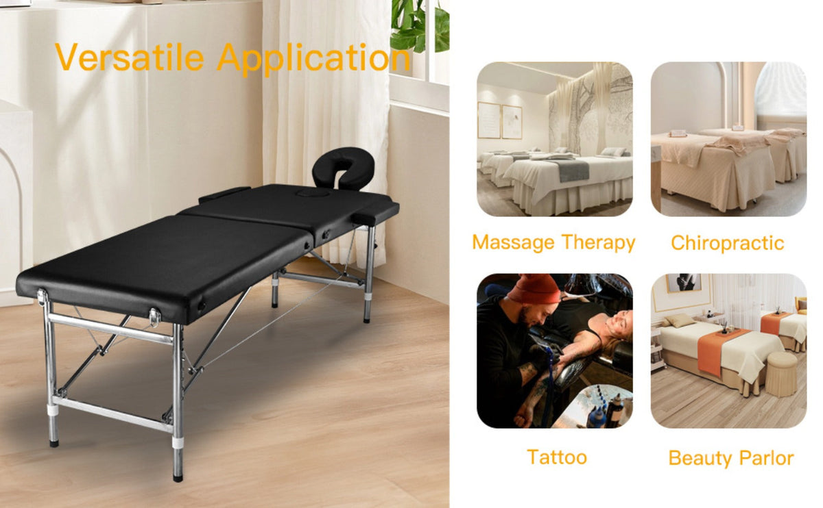 Portable Massage Table Foldable Aluminum Spa Bed – 3-Fold Adjustable Height 24" Wide Padded Treatment Bed for Esthetician, Lash Tech, Tattoo Artist, Waxing & Mobile Beauty Salon - product image 13