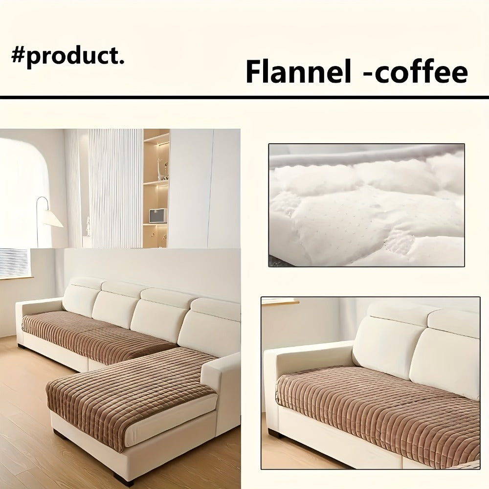 Quilted Flannel Velvet Sofa Cover 2pcs Set | Luxurious Jacquard Couch Cover, Soft Furniture Protector, Pet Friendly Machine Washable, All Season, Living Room Bedroom Office - product image 19