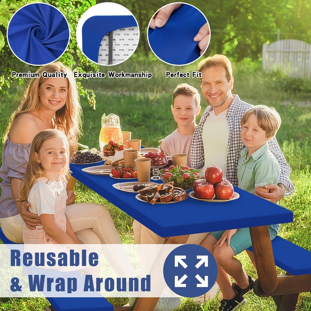 Stretch Table Covers 6Ft Washable Elastic Rectangle Tablecloth for Parties Weddings Picnics Camping, Spandex Polyester Blend, Fits Standard 6 Foot Tables, Set of 3 6 9 or 12, Black - product image 10