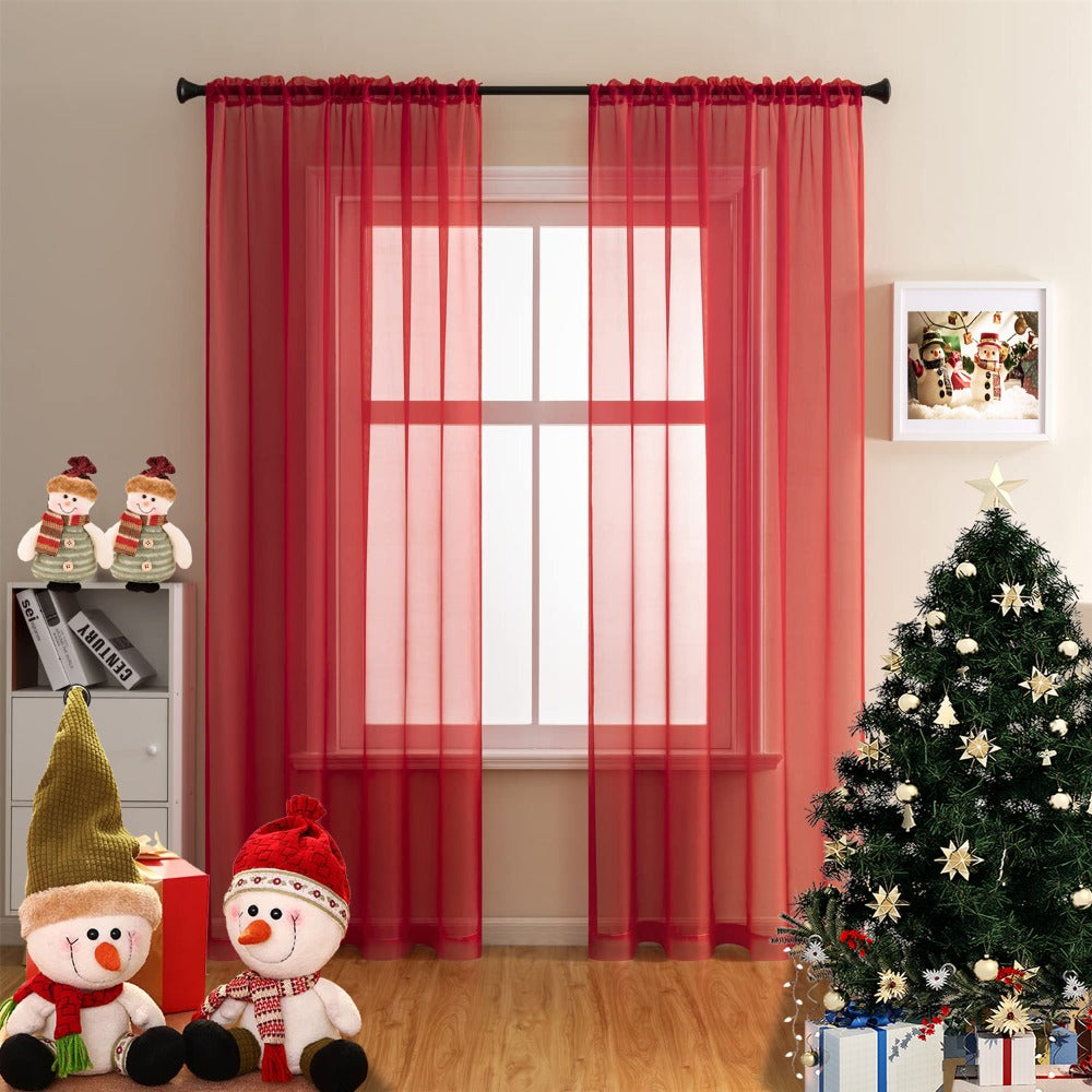 Sheer Curtains 2 Panels Rod Pocket – Light Filtering Privacy Window Drapes for Living Room Bedroom Modern Home Decor - product image 48