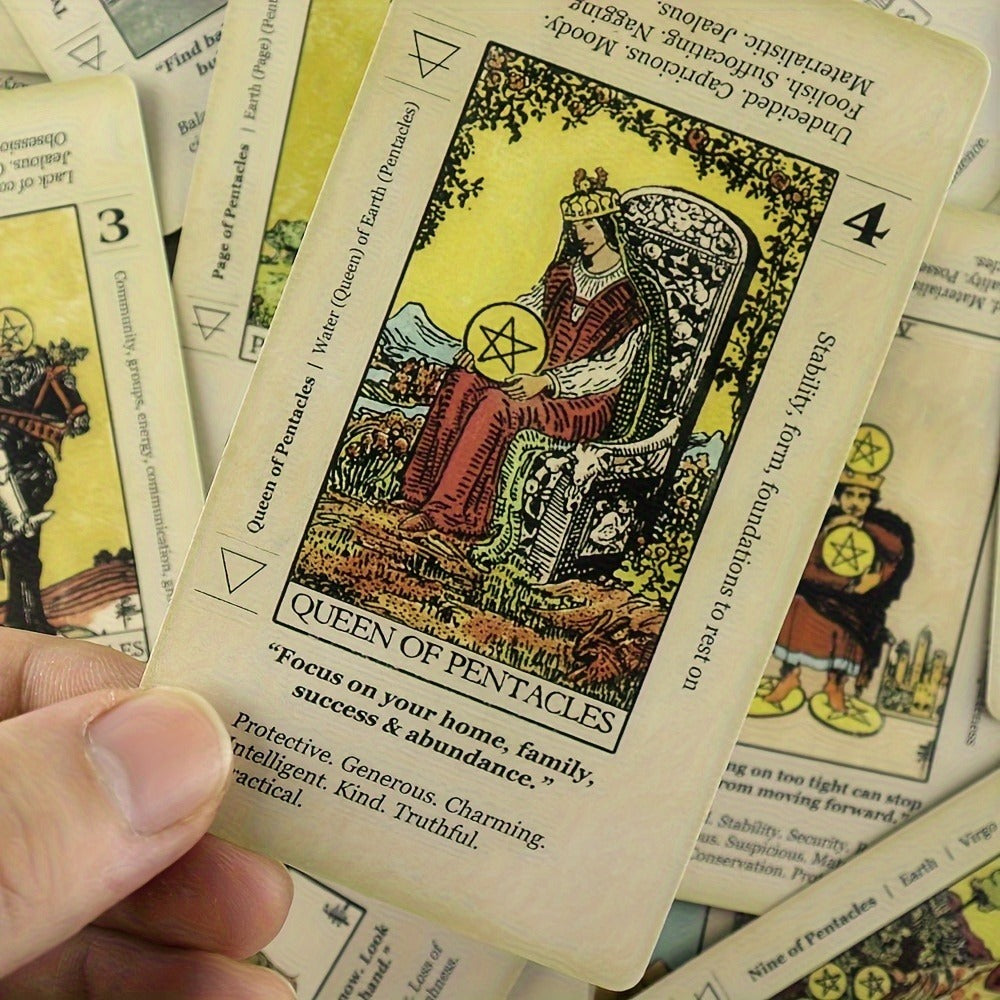 Complete Vintage Spiritual Reading Set, Full Major & Minor Arcana, Beginner-Friendly Gift for Women Teens Adults – Tarot Cards 78-Card Deck with PDF Guidebook for Beginners