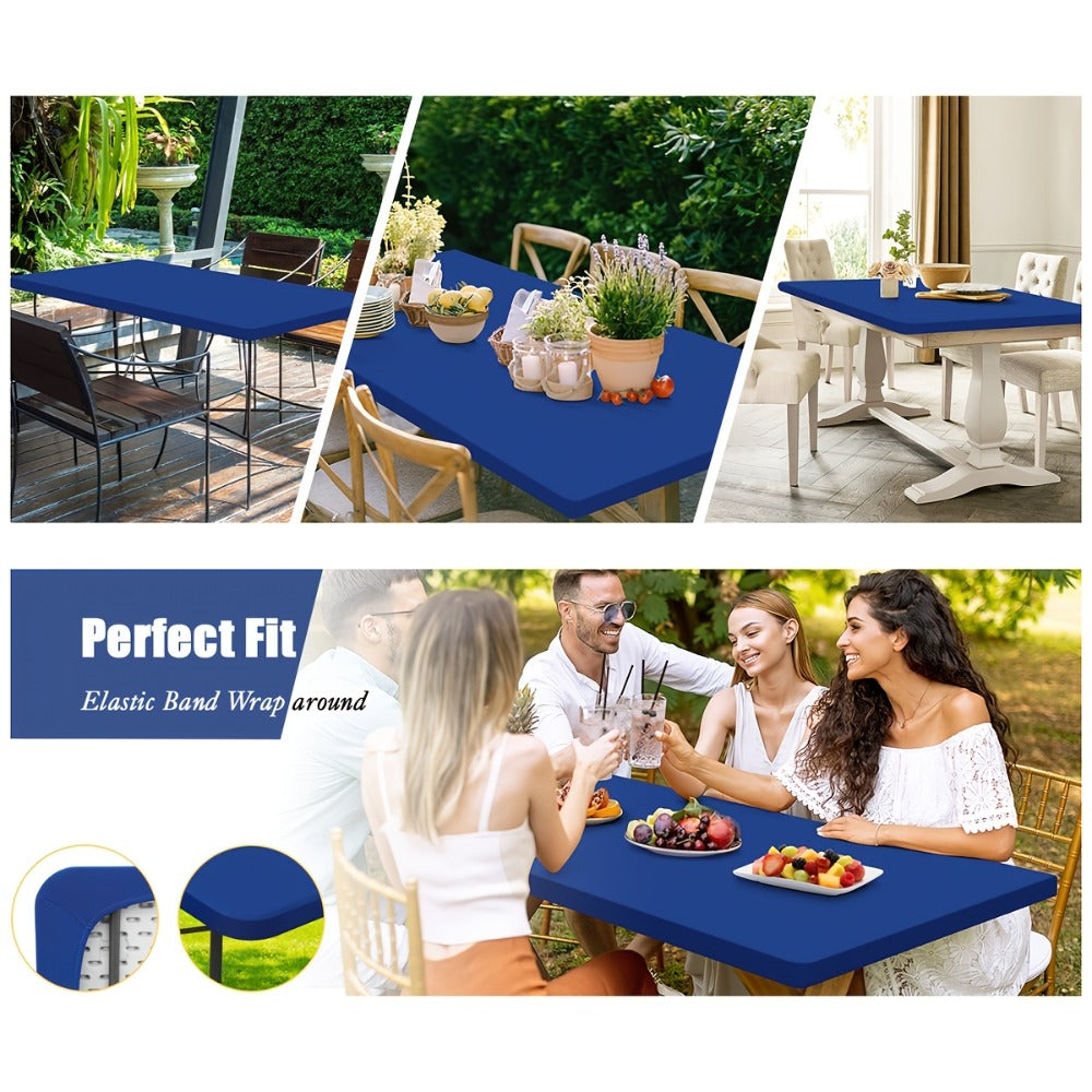 Stretch Table Covers 6Ft Washable Elastic Rectangle Tablecloth for Parties Weddings Picnics Camping, Spandex Polyester Blend, Fits Standard 6 Foot Tables, Set of 3 6 9 or 12, Black - product image 12