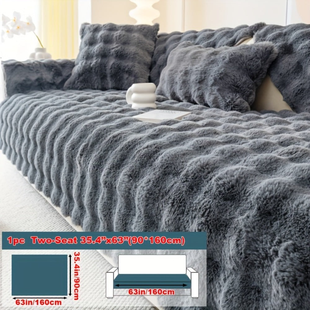 Faux Rabbit Plush Sofa Cover Winter Warm Thickened Anti-Slip Pet Friendly Cushion Protector for Living Room Bedroom Office 1 2 3 4 Seater - product image 5