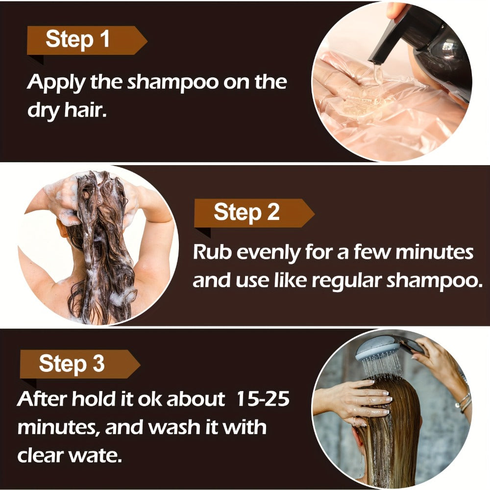 Grey Hair Dye Shampoo 3-in-1 Natural Plant-Based Herbal Formula — Non-Stick Scalp, Covers White Hair in Minutes, 500ml — Black, Dark Brown, Chestnut Brown for Men & Women - product image 2