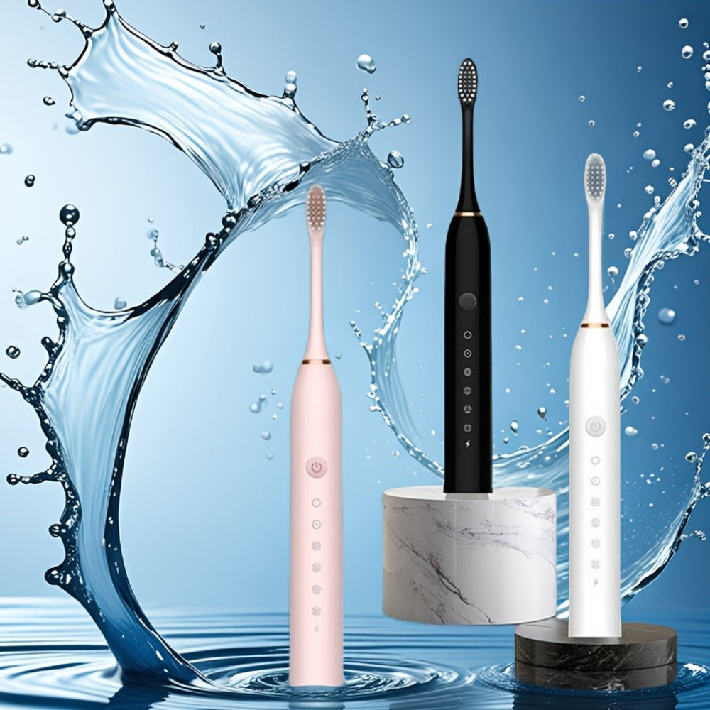 Sonic Electric Toothbrush with 6 Modes & Smart Timer – USB Rechargeable, Soft Bristles for Sensitive Gums, Whitening Oral Care for Men & Women, Black White Pink - product image 2