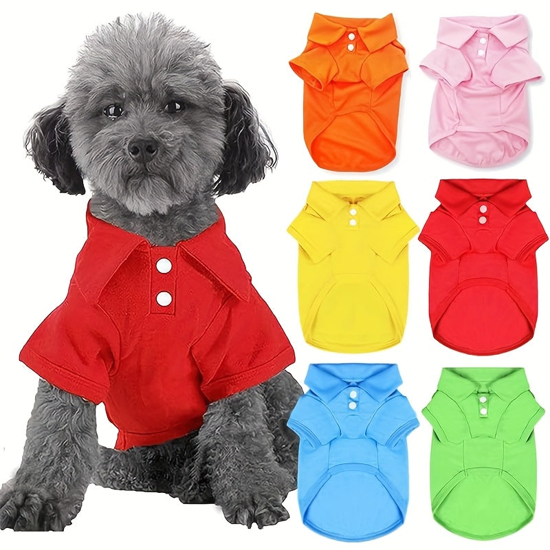 Collared Breathable Pet Shirts for Small Medium Dogs & Cats, Unisex Puppy Kitten Sweatshirts Set, Soft Comfortable Everyday Pet Clothing for Boys & Girls, Sizes XS-XL | Dog Polo Shirts 6-Pack