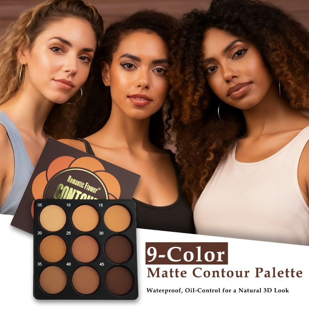 Matte Contour Palette 9 Colors Face Contouring Bronzer Kit Deep Brown Tones Buildable Blendable Multi-Use Professional Sculpting Makeup for All Skin Tones Women - product image 3