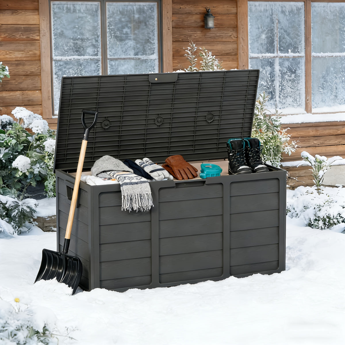 75 Gallon Resin Outdoor Storage Box with Handles, Deck Box with Handles for Pool Accessories, Garden Tools, Camping Gear, Holiday Gift, Easy to Assemble, Box - product image 8