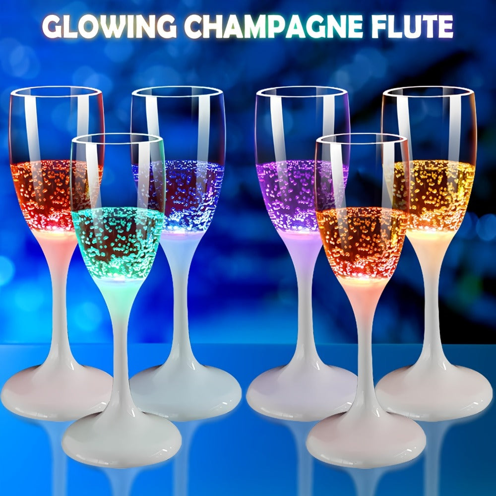 LED Light Up Champagne Flutes Set of 6 – Glow in the Dark Colored Plastic Wine Glasses for Birthday Halloween Christmas Wedding Party Favors Adults - product image 3