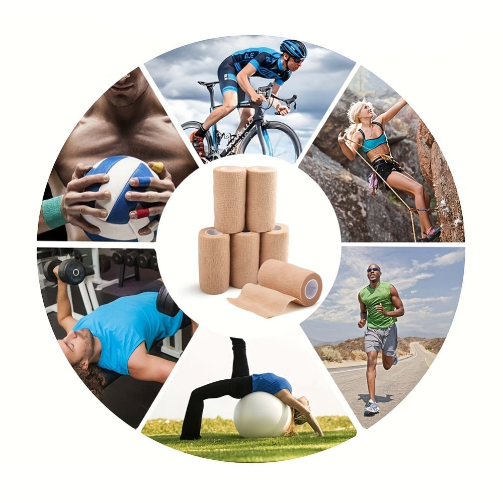 Self Adhesive Bandage Wrap 4 Inch x 5 Yards Cohesive, 6 Rolls Non-Woven Self-Sticking Athletic Tape for Ankle Knee Wrist Sprains, Breathable Elastic First Aid Medical Wrap Elbow Su - product image 7