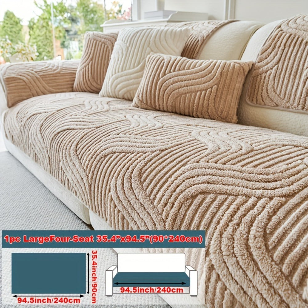 Stretch Velvet Sofa Cover Non-Slip | Plush Shu Velveteen Couch Slipcover, Modern Luxury Pet Friendly Machine Washable, 2 3 4 Seat, Armrest & Pillowcase, Living Room Bedroom Office - product image 11