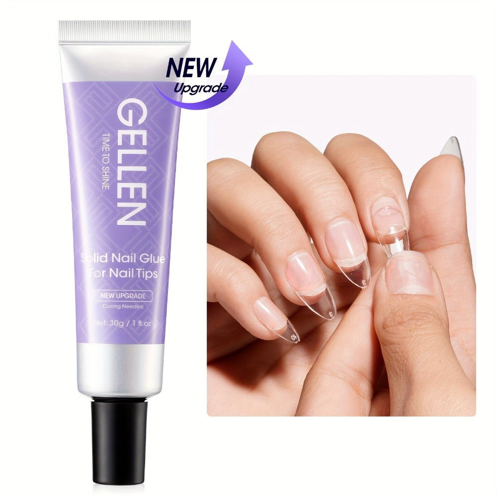 Nail Glue Gel UV LED Solid Formula 30g — Crystal Clear Extra Strong Bond for Press On Nails, Acrylic Tips, Nail Extensions & Rhinestones | Repositionable Before Cure | Lasts Up to  - product image