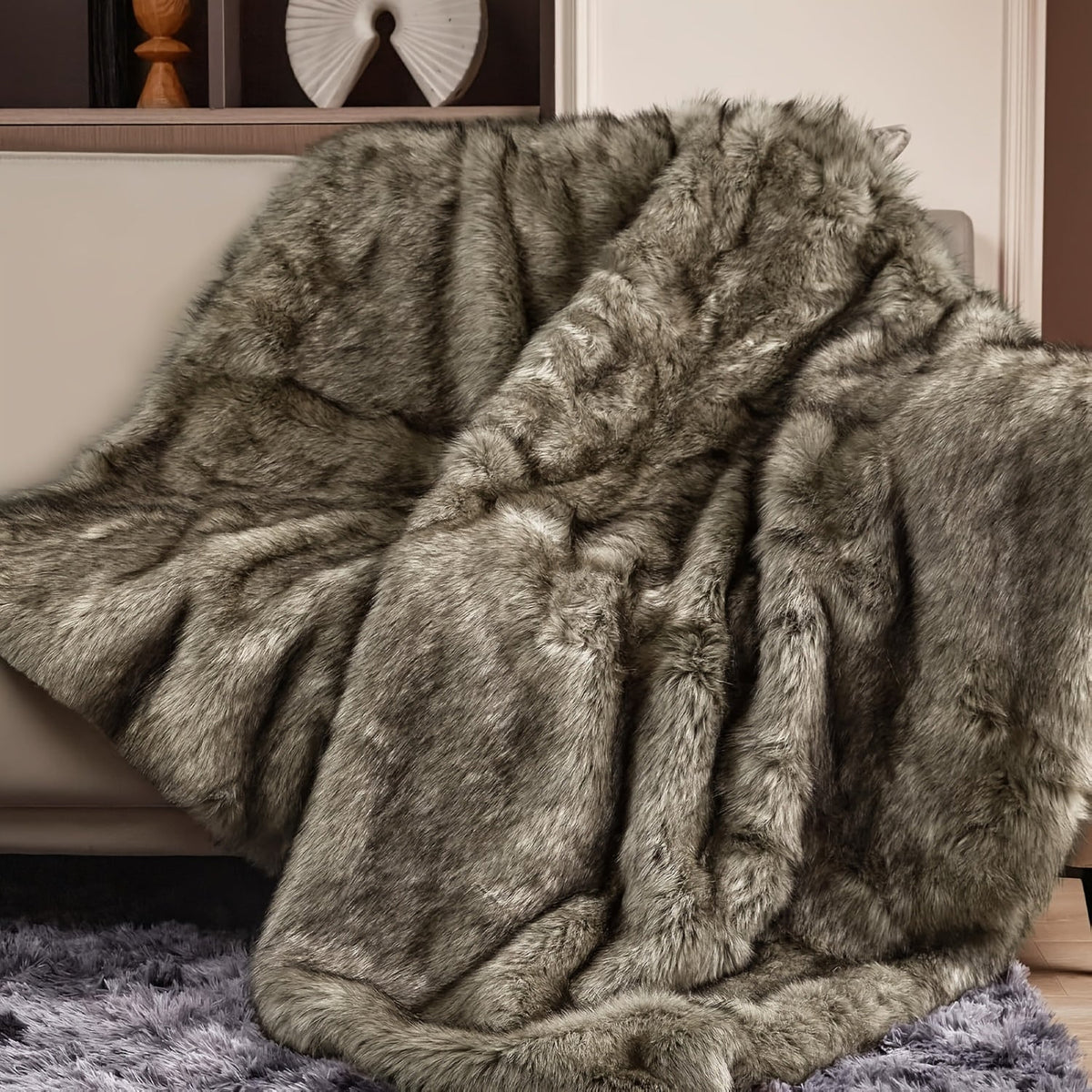 Super Soft Reversible Plush Mink Blanket for Bed Couch Sofa, Oversized Heavy Weight Cozy Blanket, Leopard Animal Print & Solid Colors, Throw & Twin Size | Faux Fur Throw Blanket 1060GSM Luxury