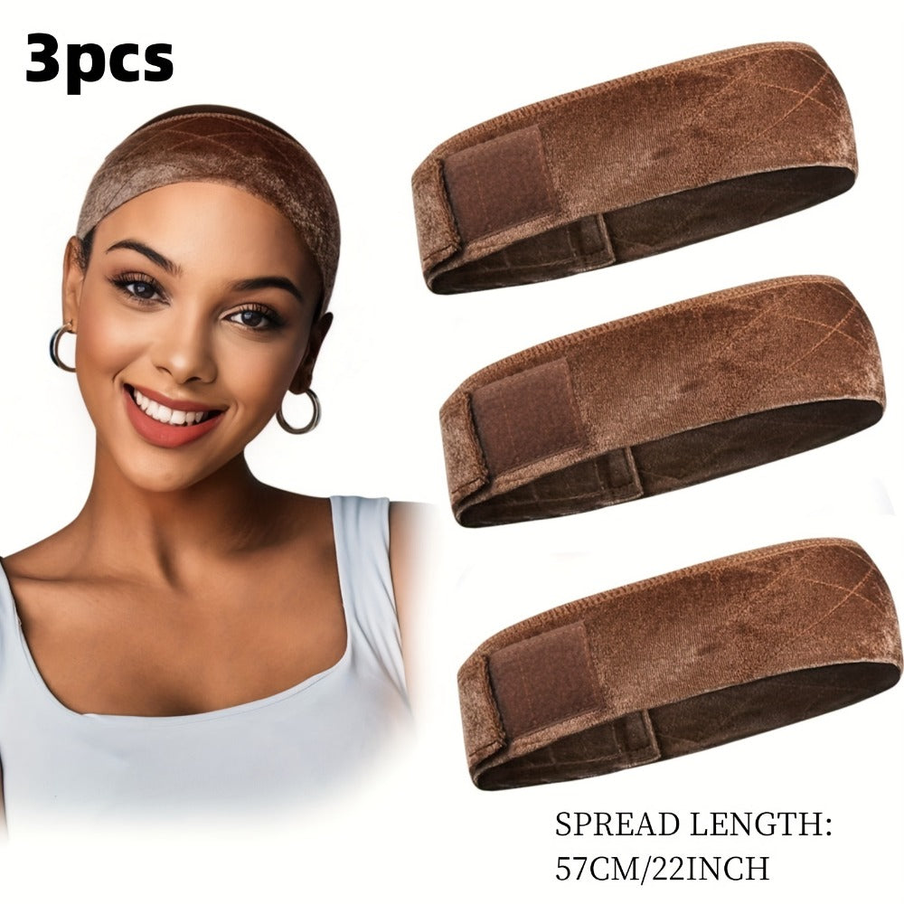 Velvet Wig Caps 3 Pack Women Adjustable Non-Slip Breathable Comfortable – Fits Lace Front Full Wigs Wig Stands Mannequin | Beige Black Brown Coffee | Daily Wear Wig Accessory Gift - product image 11