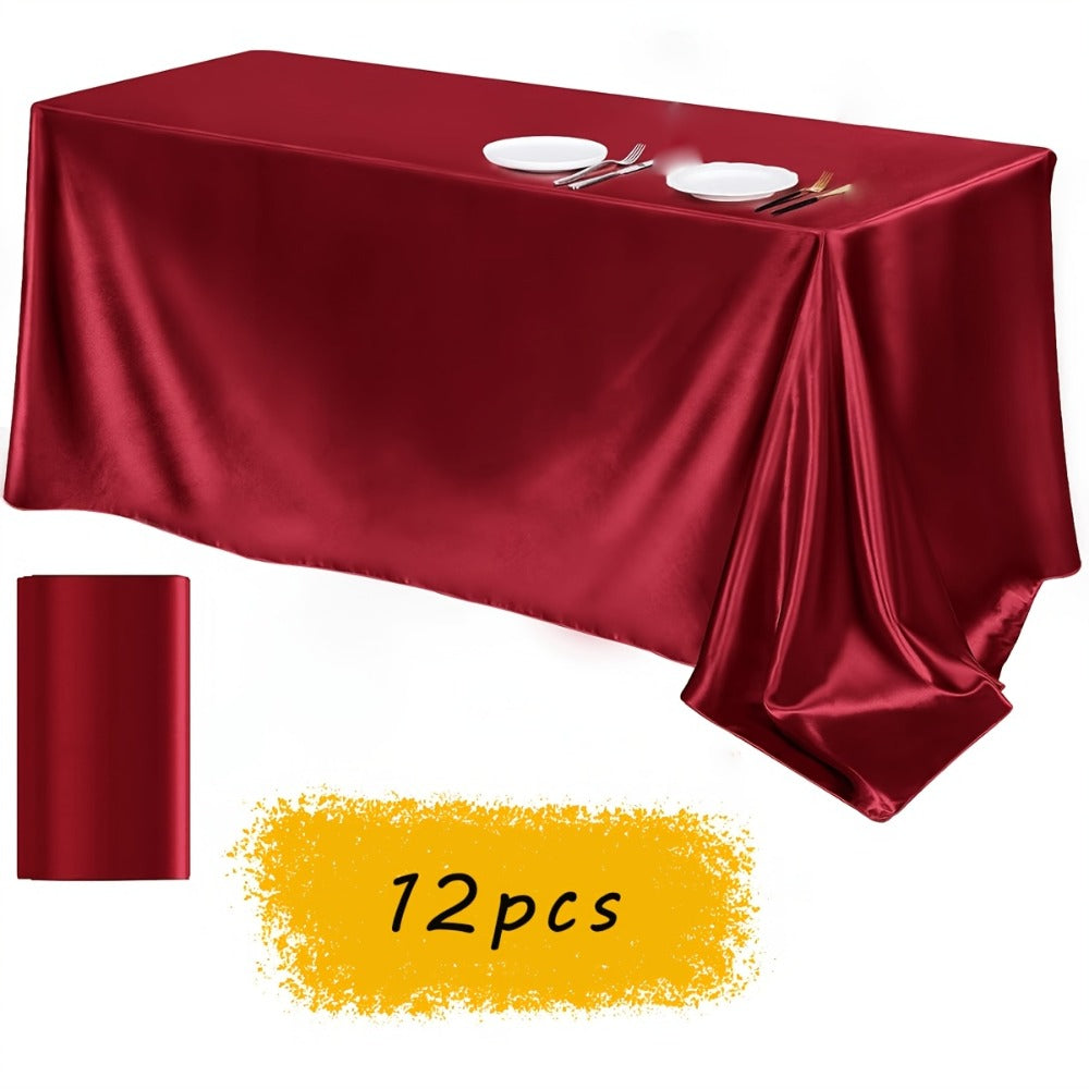 Satin Tablecloth 12pcs 57"x102" Rectangular Silky Smooth Fabric Table Cover for Wedding Banquet Birthday Party Holiday Event - product image 5