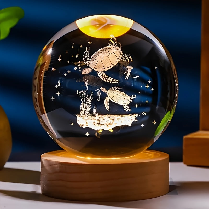 3D Sea Turtle Crystal Ball Night Light – LED Color Glow Glass Orb Lamp with Bamboo Base, Ocean Animal Figurine Desk Light for Home Bedroom Decor, Unique Gift for Turtle Lovers, Eld - product image 11