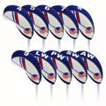 Golf Iron Club Covers USA Flag Neoprene Zipper Head Covers Machine Washable Fits Standard Irons Blue White Patriotic Design for Men Women Golfers for Everyday - product image 5