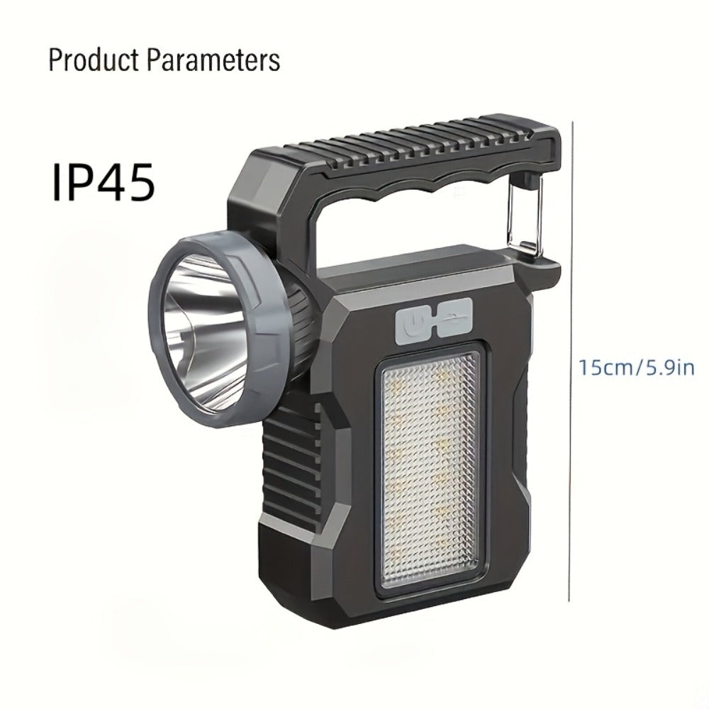 LED Searchlight Spotlight Solar & USB Rechargeable | High-Power Handheld Flashlight with Side Light Locking Clip 4 Modes | Camping Fishing Work Outdoor Emergency Gift - product image 4