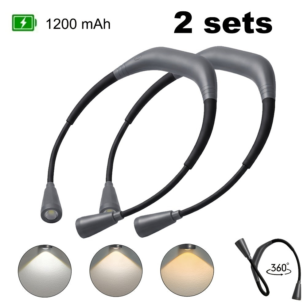 LED Neck Reading Light USB Rechargeable, 3 Color Modes Adjustable Brightness Hands-Free Book Light for Reading in Bed, Knitting, Crafts, Camping & Bedroom, Portable Wearable Neck L - product image 5
