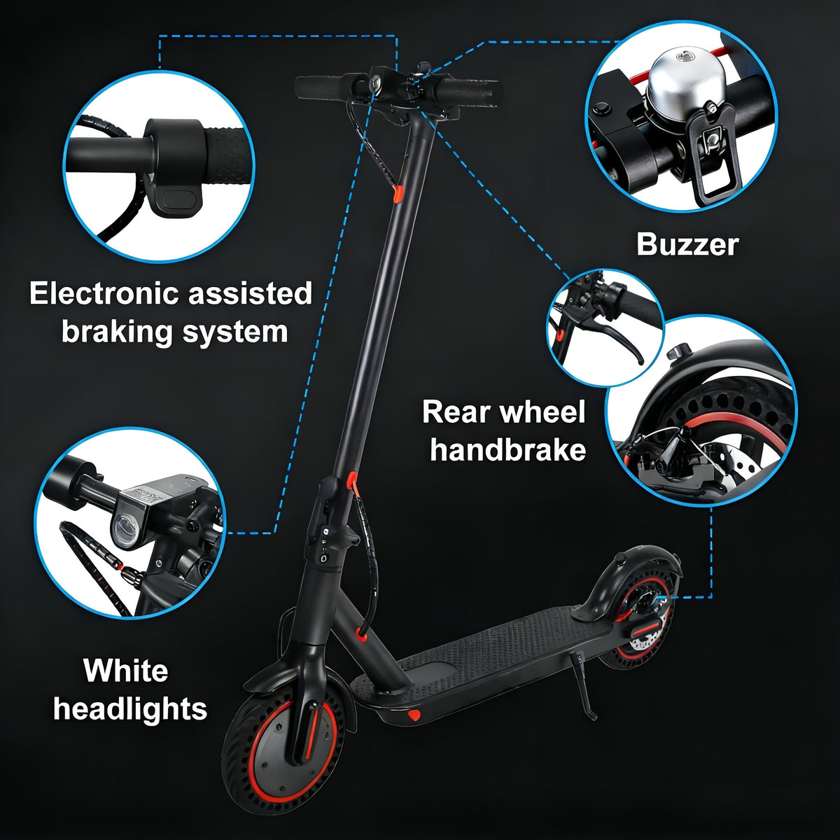 Collapsible Electric Scooter for Adults – 350W Motor, 21-Mile Range, App Control, 3-Speed Modes, 8.5'' Tires