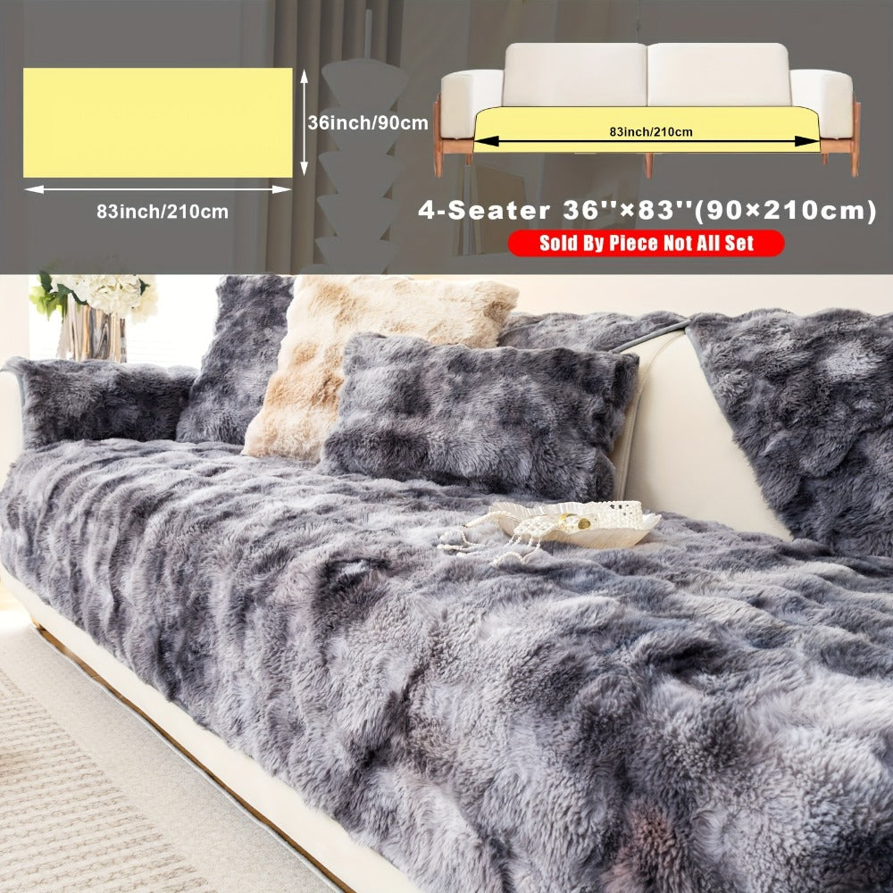 Plush Sofa Cover Faux Lamb Thick Fluffy Couch Slipcover Pet Friendly Machine Washable Gradient Color Polyester Furniture Protector for Armchair Single Double Triple Sofa Living Roo - product image 15