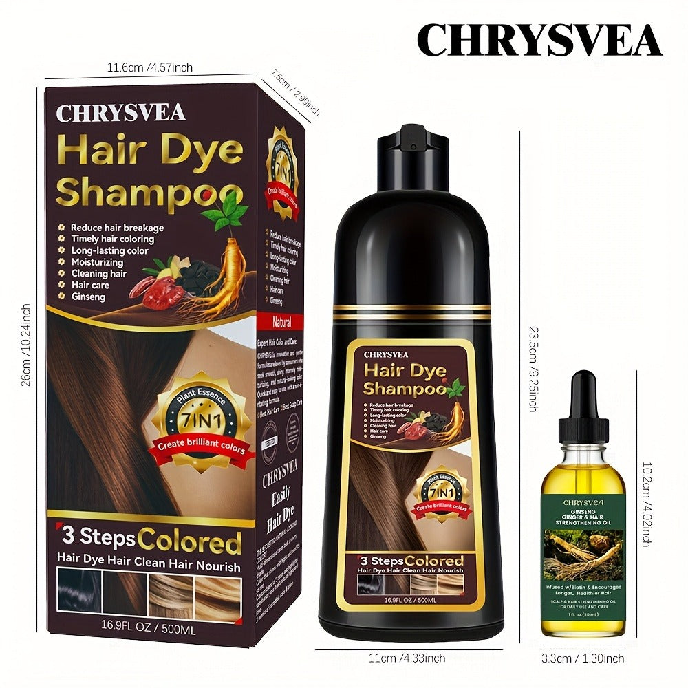 Hair Dye Shampoo with Rosemary Essential Oil Set 7-in-1 16.91 oz — 100% White & Gray Hair Coverage, Herbal Formula, 9 Shades, Long-Lasting Color, No Mix, Scalp Nourishing, Unisex M - product image 6
