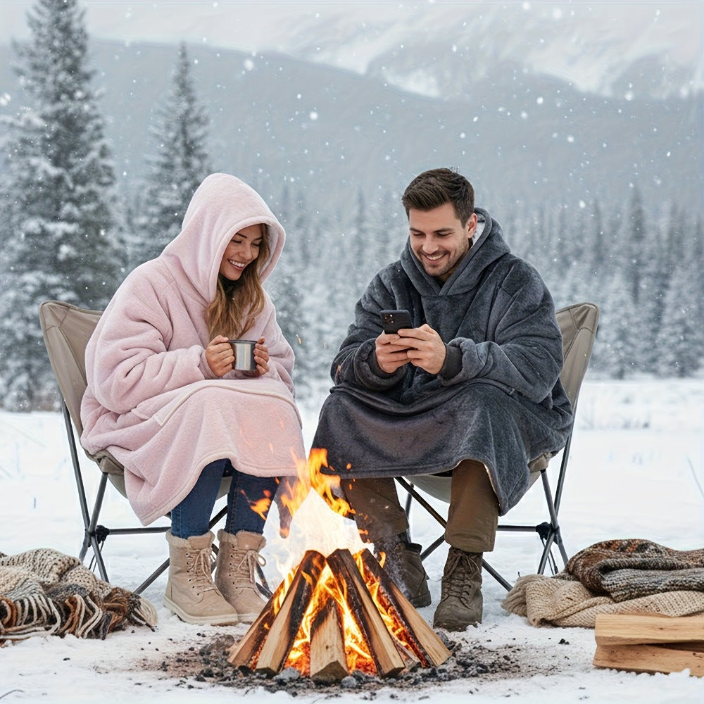 Hooded Wearable Blanket – Double-Sided Flannel Suede Hoodie Blanket for Women & Men, 500gsm Oversized Warm Cozy Sweatshirt - product image 20