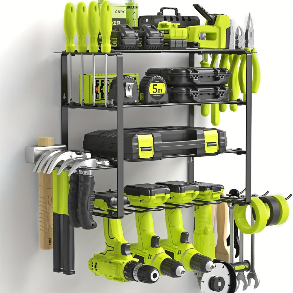Power Drill Holder Wall Mount – Heavy Duty Tool Storage Rack with 3/4 Layer Floating Shelf | Cordless Drill Organizer | 4/6/8 Drill Holders Workshop Tool Rack for Garage & Workshop - product image 7