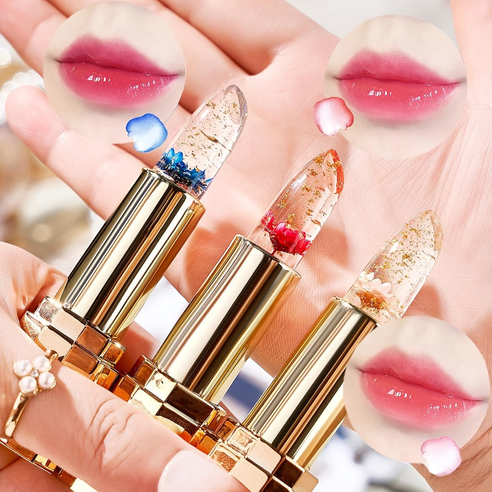 Color Changing Lip Gloss Set 3 Pcs — Temperature Magic Pink Tint Crystal Jelly Balm & Lipstick, Plant Squalane Moisturizing Hydrating Lip Makeup, Valentine's Day Christmas Birthday - product image 5