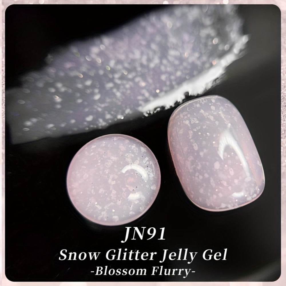 Glitter Jelly Gel Nail Polish Snowflake Sequin Pink Soak-Off UV LED – Semi-Permanent Sparkle Gel Varnish 10ml, Long-Lasting Christmas Holiday Winter Nail Art for DIY Salon Manicure - product image 11