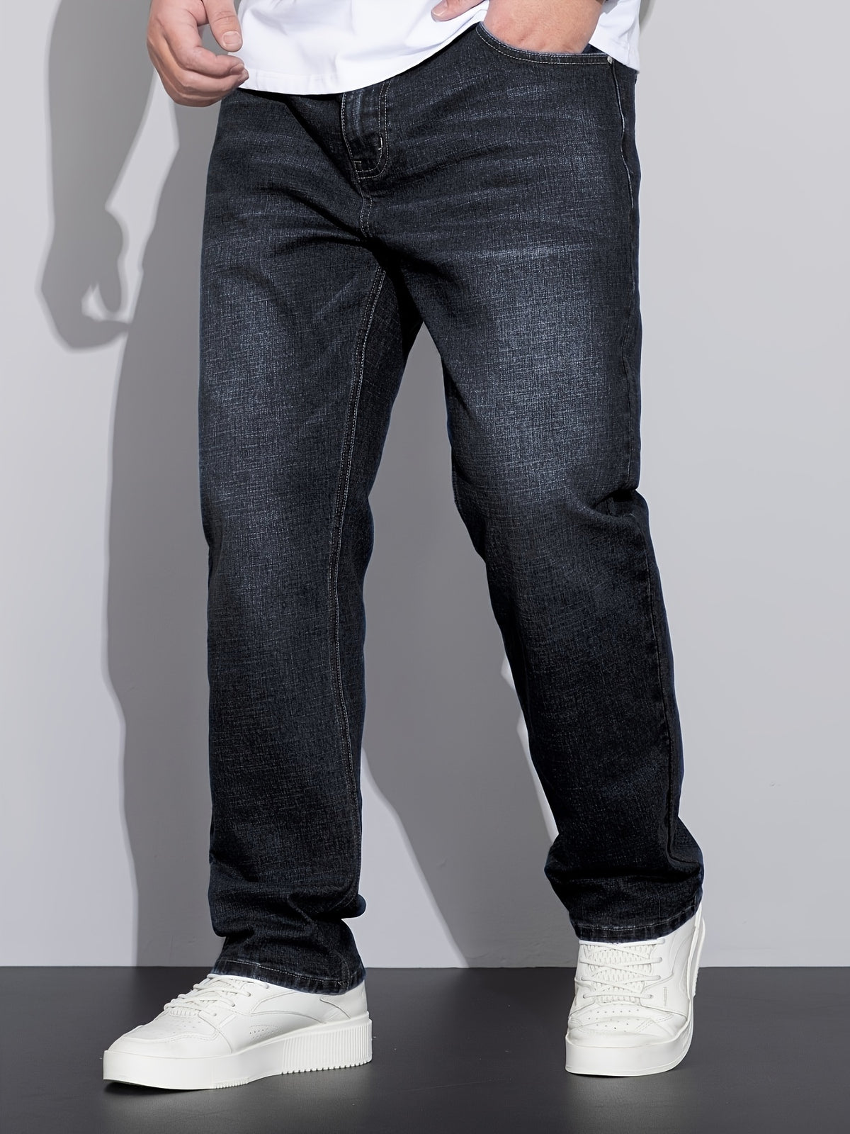Men's Plus Size Loose Fit Stretchy Denim Pants, Lightweight Business Casual Jeans for All Seasons, PLUS SIZE - product image 9