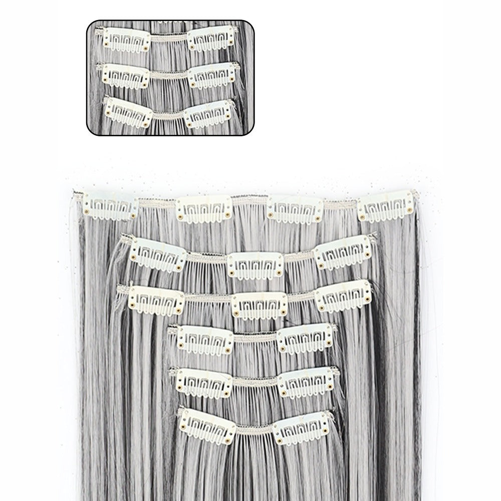 Space Gray Clip In Hair Extensions 6 Piece Set 24 Inch Heat Resistant Synthetic Fiber – Instant Length & Volume for Women | Daily Wear Halloween Costume Cosplay Party Gift - product image 3