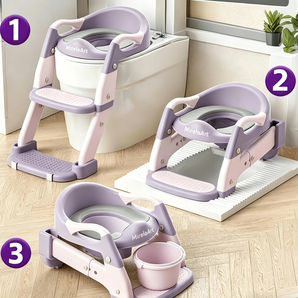 Potty Training Seat With Step Stool Ladder, Potty Training Toilet For Boys Girls Kids, Potty Chair Adjustable Potty Seat For Toilet With Anti-Slip Wide Steps - product image 7