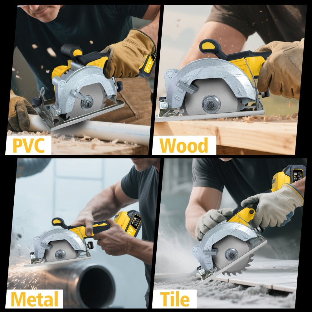 Brushless Circular Saw Kit 5-Inch 6900RPM with 4000mAh Battery Charger 4 Blades 45 Degree Bevel Cordless Wood Cutting Saw for Woodworking Garden DIY Projects - product image 2