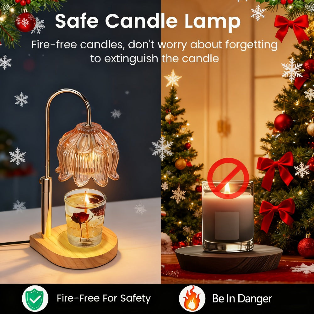Candle Warmer Lamp Adjustable Height Dimmable Flameless Scented Wax Melt Vintage Iron Tabletop Light with Timer 120V Plug-In for Home Decor Bedroom Living Room Mother's Day Christm - product image 9